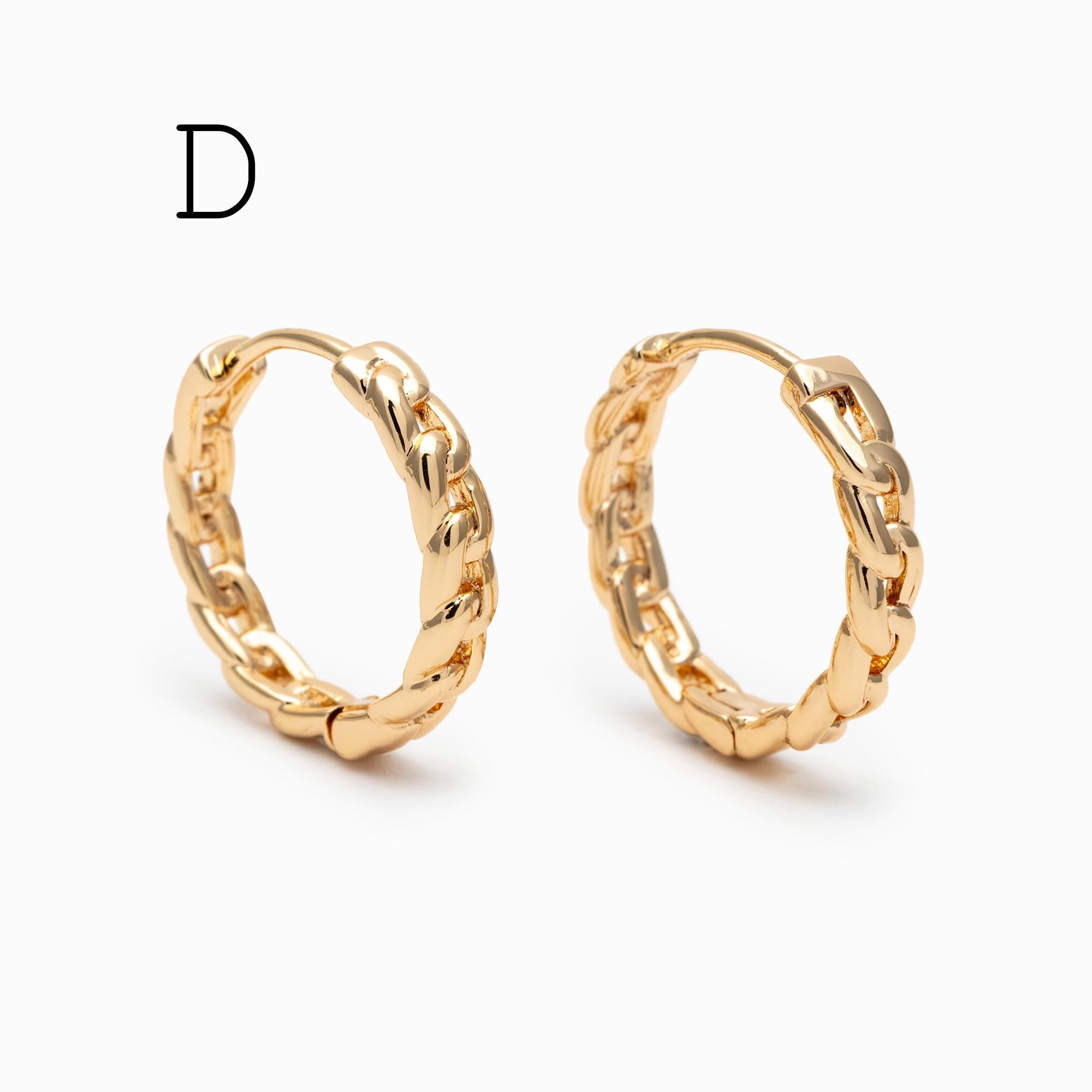 4pcs Gold/ Rhodium plated Hoop Earrings, CZ Pave Huggies (GB-3020)